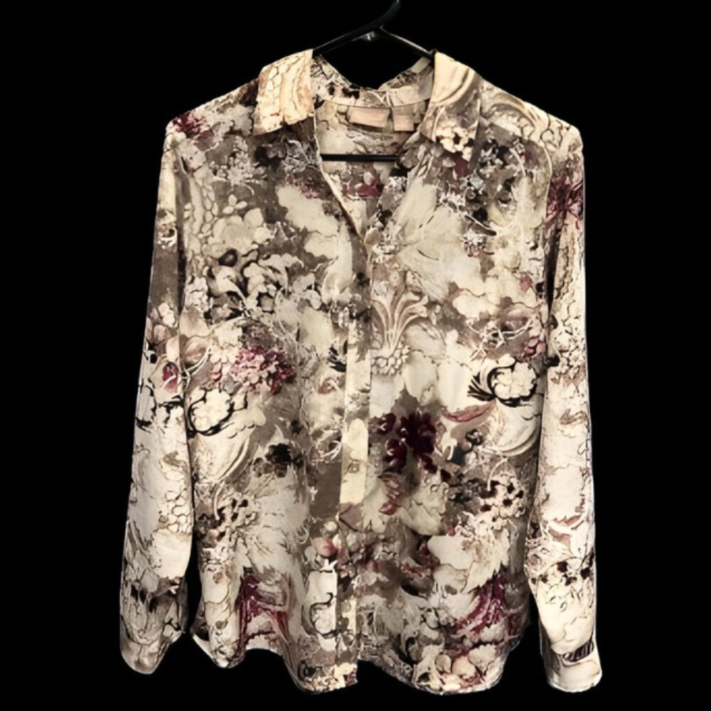✨ Chico's Floral Button-Down Blouse - Size 1
